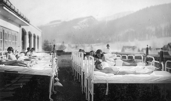 images of hospital beds outside in natural light 