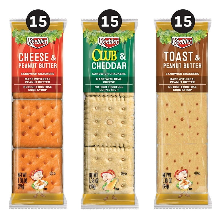Keebler, Sandwich Crackers, Variety Pack, Made with No High Fructose Corn  Syrup, 3.881lb Case (45 Count)