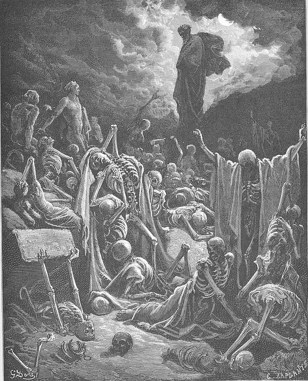 Ezekiel's Vision of the Valley of Dry Bones, by Gustave Doré (1866)