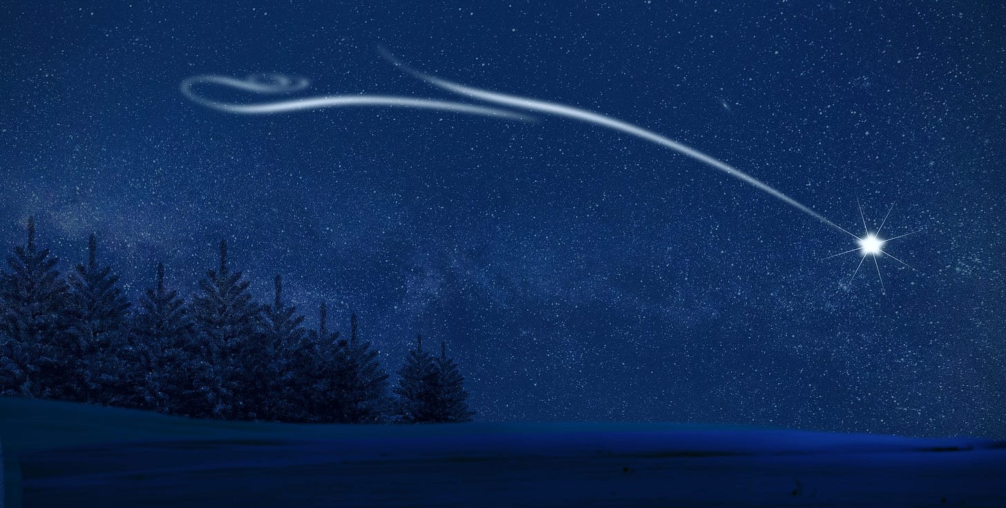 Bright North Star in the dark blue night sky of Alaska. Bright North Star in the dark blue night sky of Alaska.