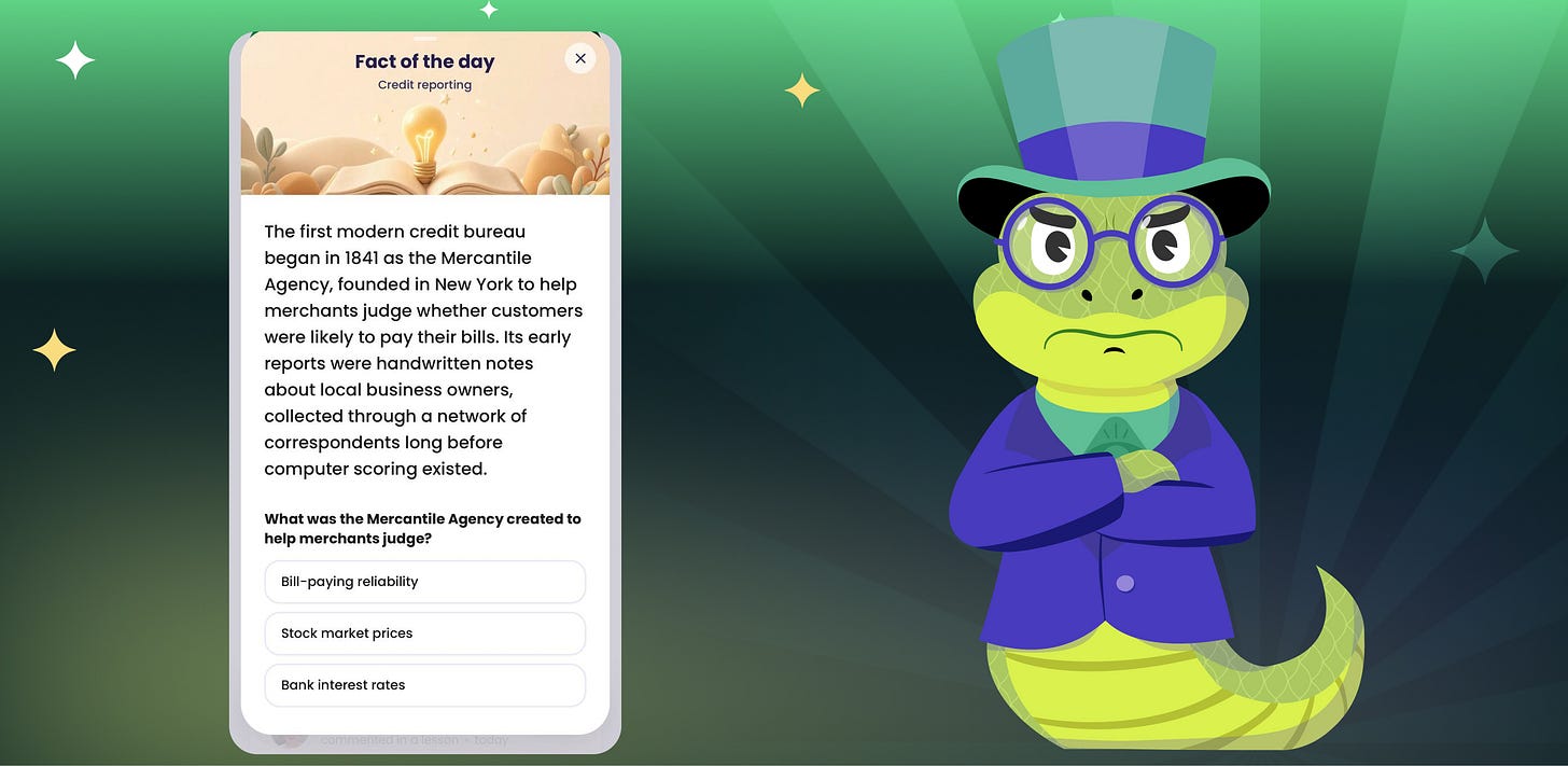 The lizard mascot standing with folded arms beside an Astra Trainer Fact of the Day quiz card. The lizard mascot standing with folded arms beside an Astra Trainer Fact of the Day quiz card.