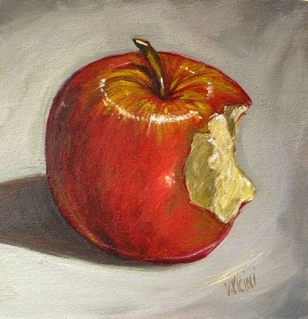 Bite of an Red Apple-Oil Painting