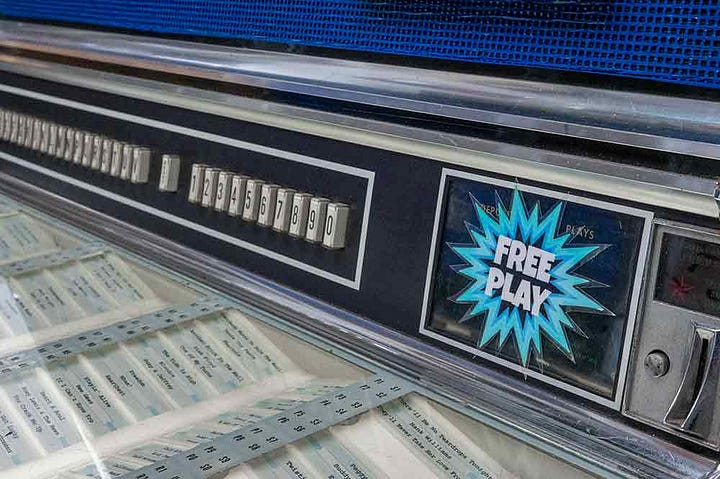 The jukebox is set for Free Play