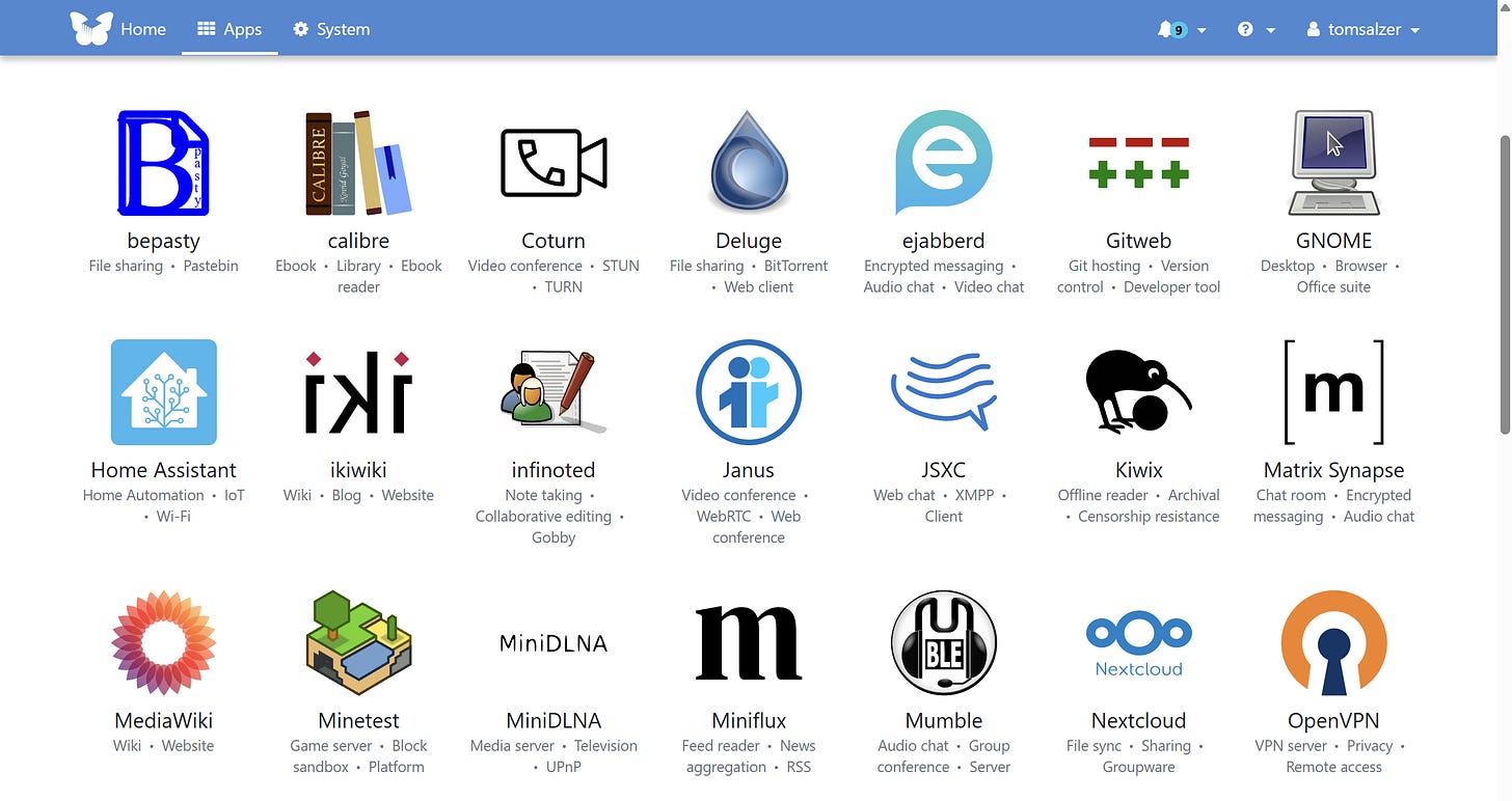 Apps available in Freedombox