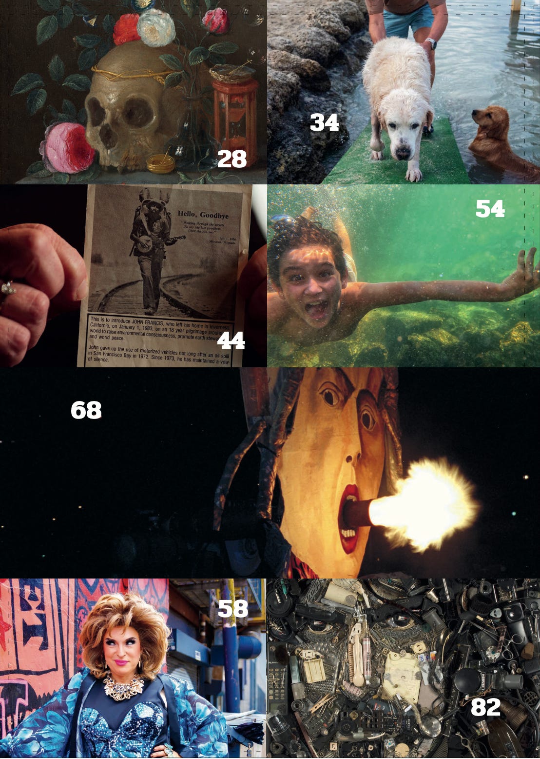 Geezer magazine table of contents page Geezer magazine table of contents page