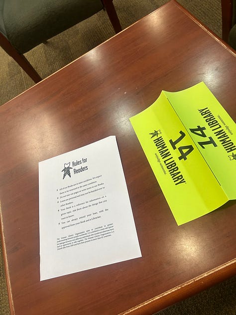 A trio of images from the Human Library event at Abington Township Public Library.