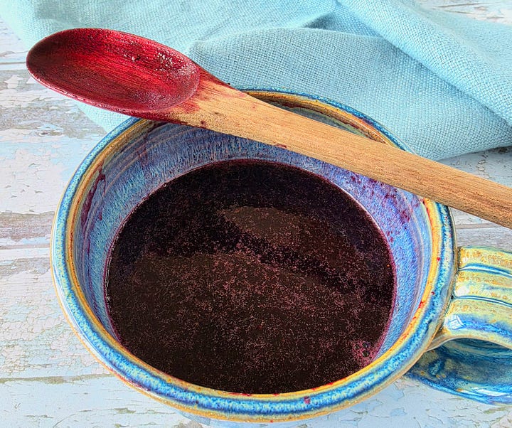 steps for making the blackberry coulis by combining, muddling, and straining blackberries, sugar, and salt