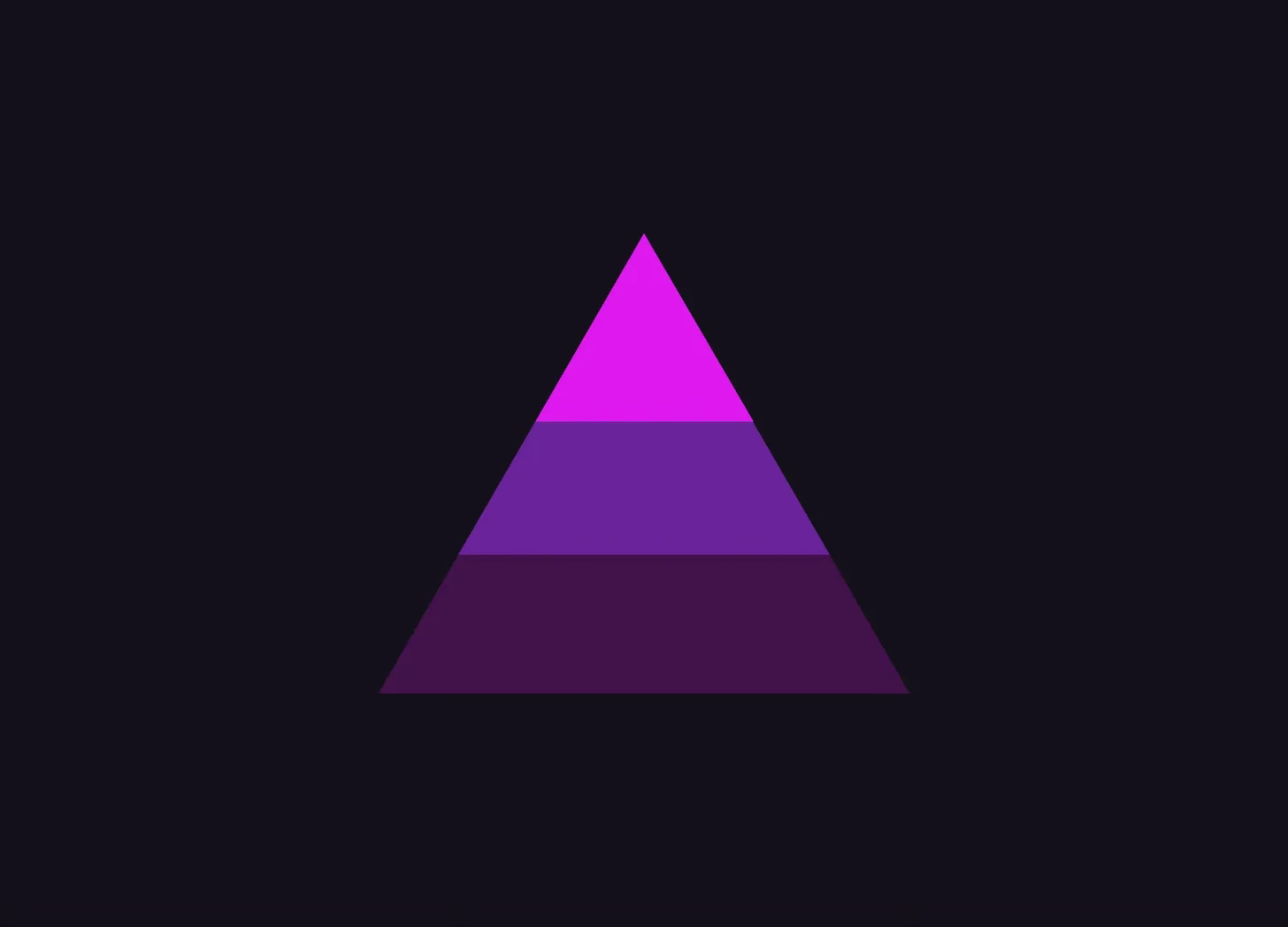 A pyramid divided in three rows simutaing the three tokens tiers