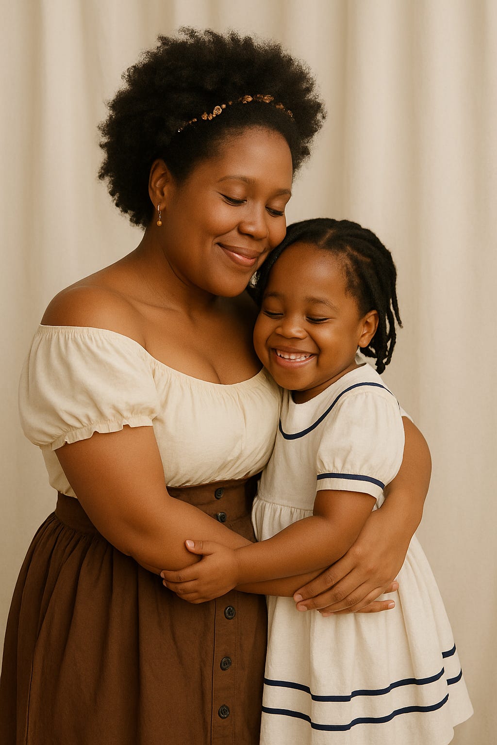 AI Generated image of adult hugging child