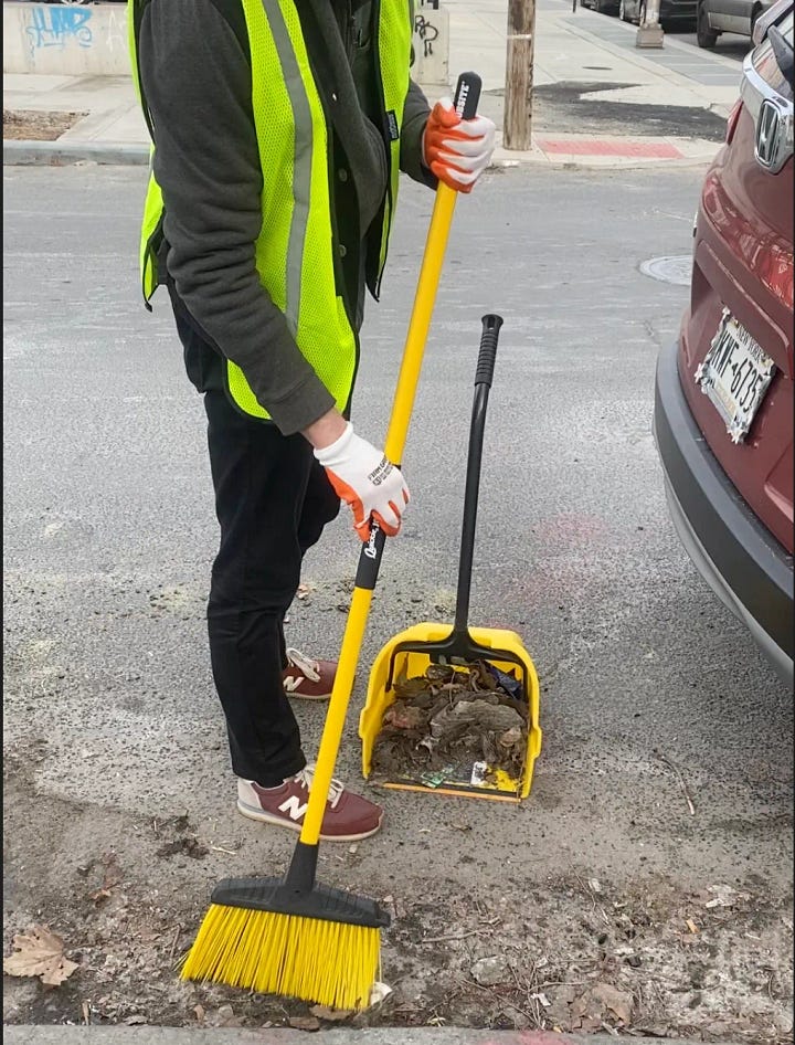 a gallery comparing the effectiveness of a trash broom to a trash picker