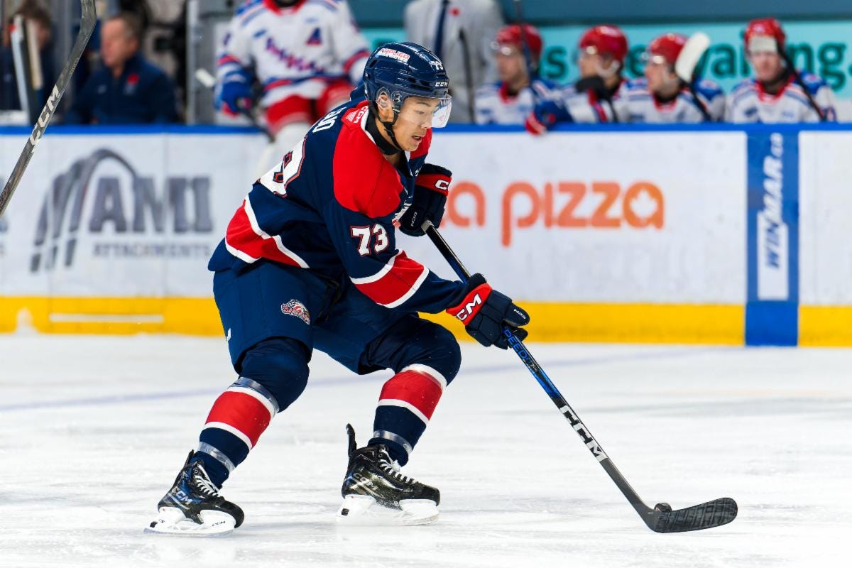 Saginaw Spirit defenseman James Guo - November 3, 2024 Photo on OurSports  Central