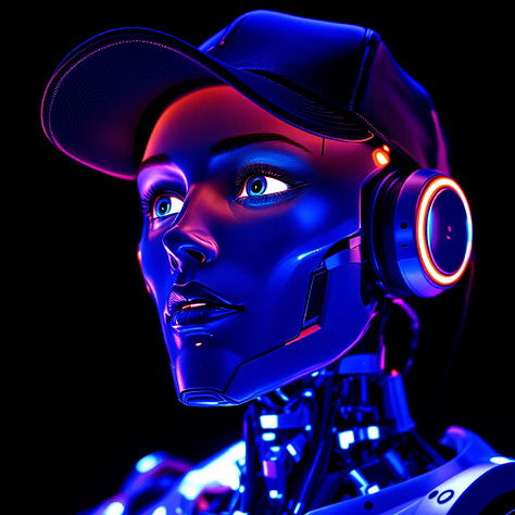 Blacklight robot portraits by FLUX, GPT-4o, Ideogram, Imagen, Reve, Seedream