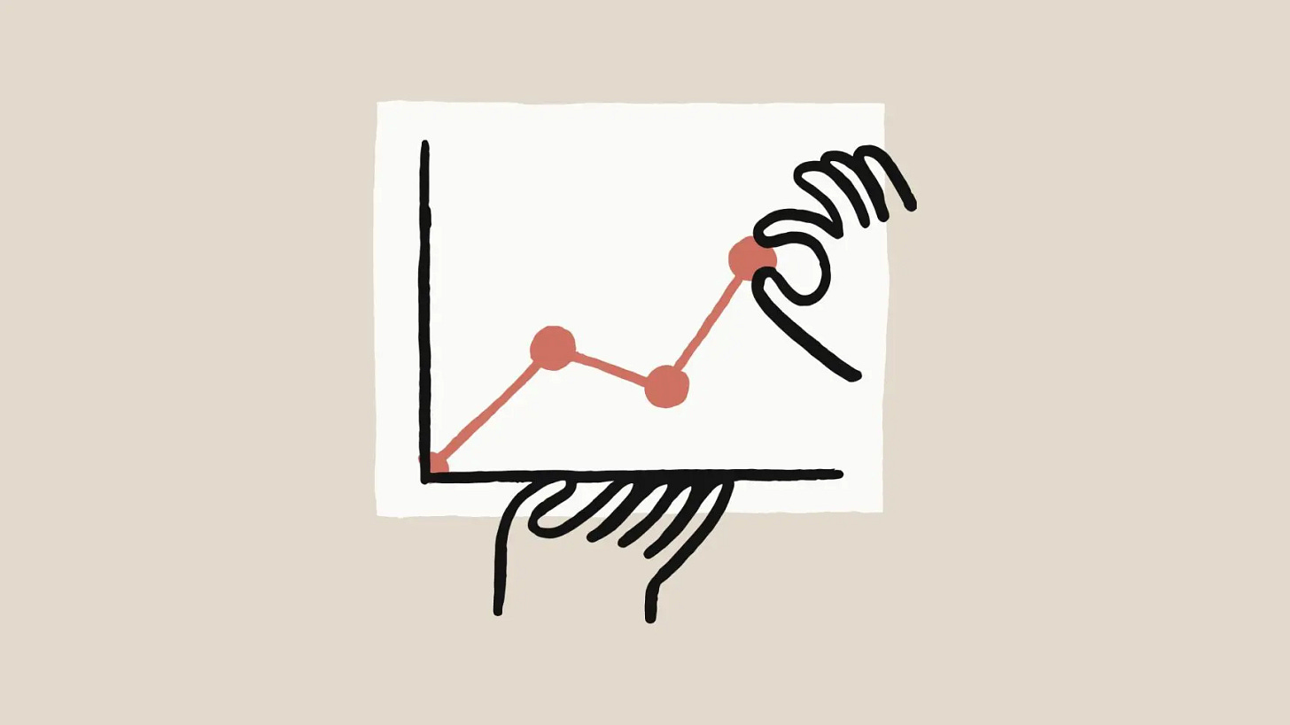 Economic index hero image, a minimalist illustration of a simple line graph showing an upward trend, drawn in coral with black axes. The graph is being presented on what appears to be a piece of paper or canvas, with decorative hand-drawn flourishes around the edges resembling fingers holding up the presentation. Economic index hero image, a minimalist illustration of a simple line graph showing an upward trend, drawn in coral with black axes. The graph is being presented on what appears to be a piece of paper or canvas, with decorative hand-drawn flourishes around the edges resembling fingers holding up the presentation.