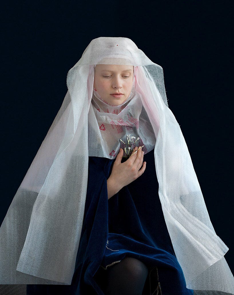 photographer suzanne jongmans recreates renaissance portraits using packaging materials