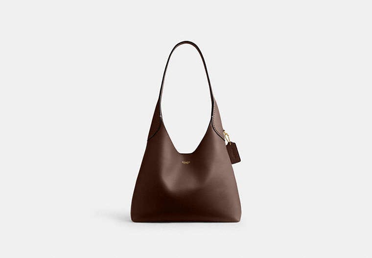 COACH®,Brooklyn Shoulder Bag 28,Hobo,Embossed,Logo,Word Embellishment,Casual,Brown,Front View