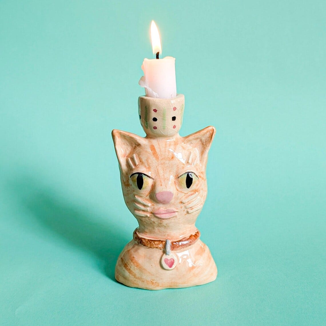 Your pet as a ceramic candle holder, individual candle holder for taper candles image 4 Your pet as a ceramic candle holder, individual candle holder for taper candles image 4