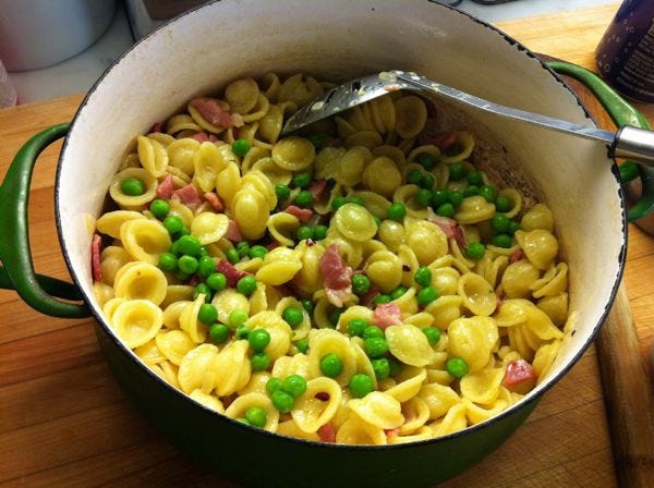 pasta with peas and ham