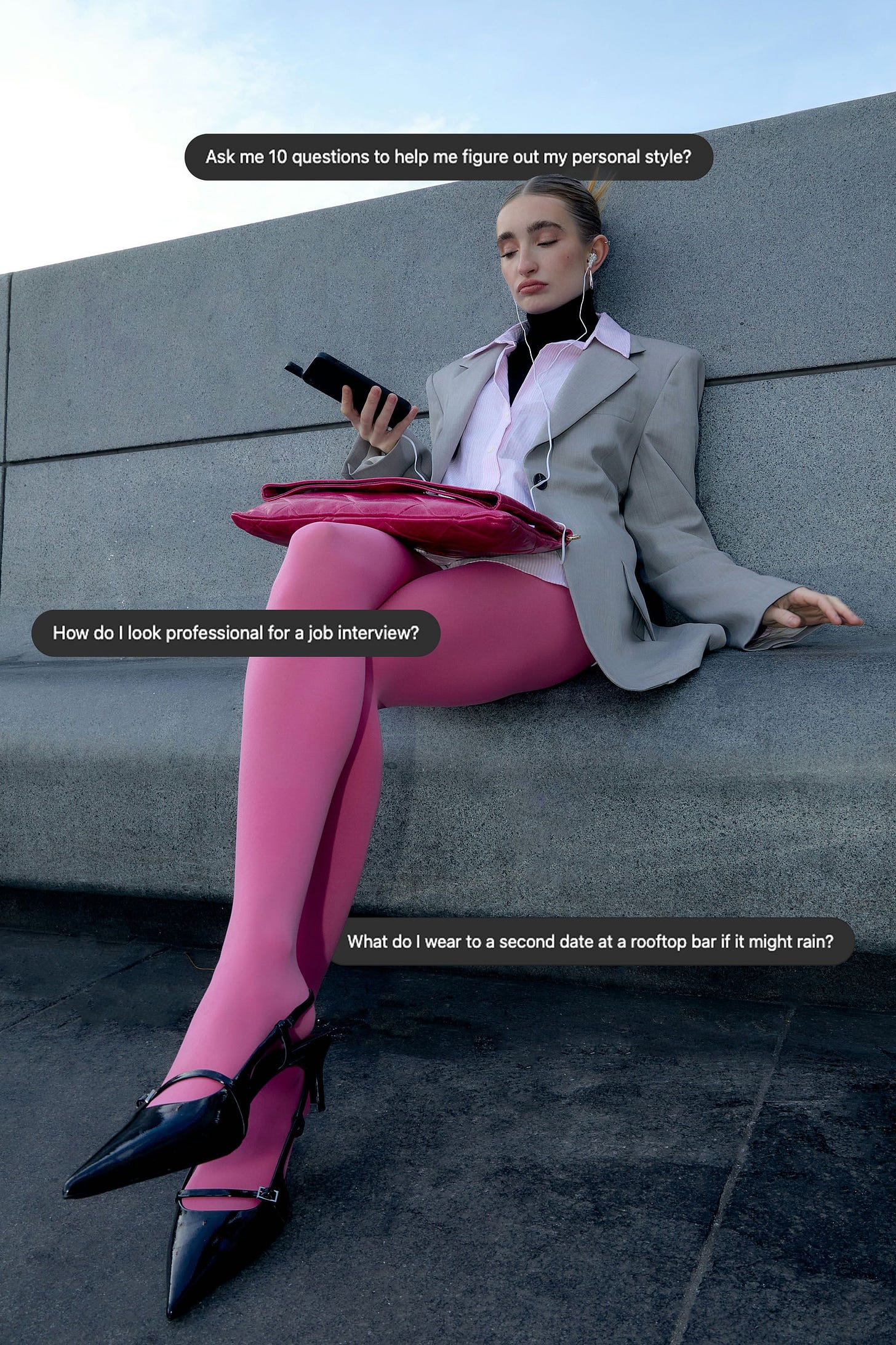 Image may contain Clothing Footwear Shoe Formal Wear Suit Accessories Bag Handbag Adult Person and High Heel