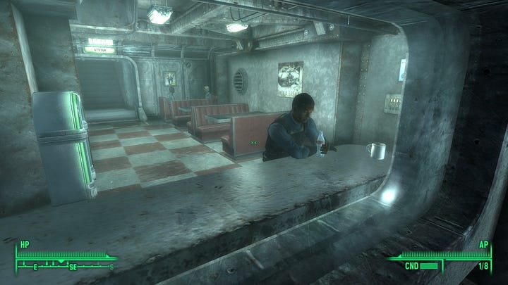 As imagens apresentam cenas do que é encontrado na Vault 101 (refúgio 101) no início do jogo Fallout 3. A ideia é reforçar a estética anos50-modernizado que está em todos os ambientes do jogo.