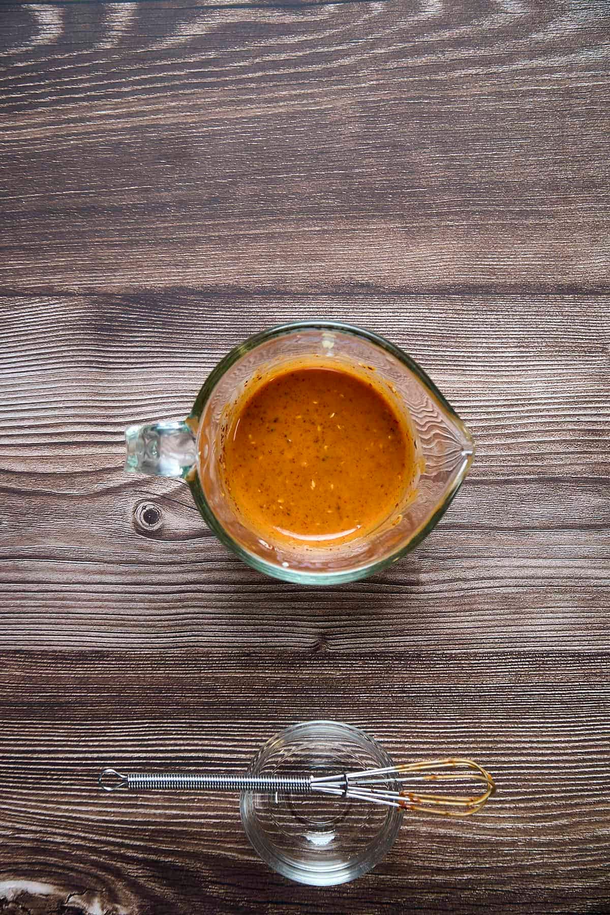 top view of gochujang salad dressing