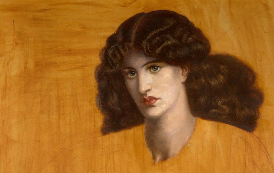 a painting of a woman with long hair