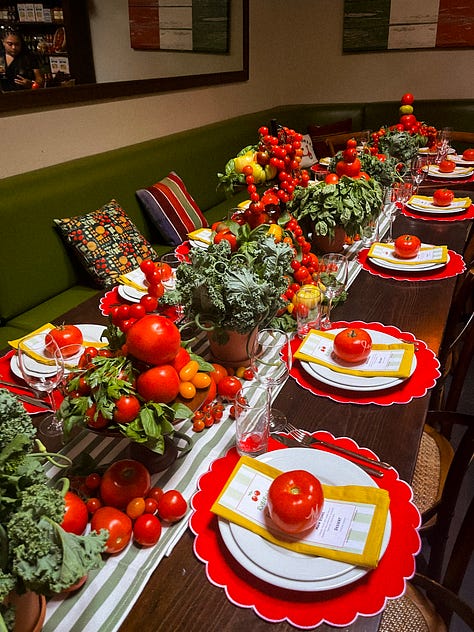 photos of Camp Rubirosa in East Hampton, the tomato-centric dinner scape, and a limoncello cocktail