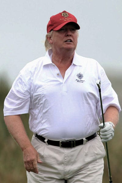 Donald Trump golfing in casual clothing