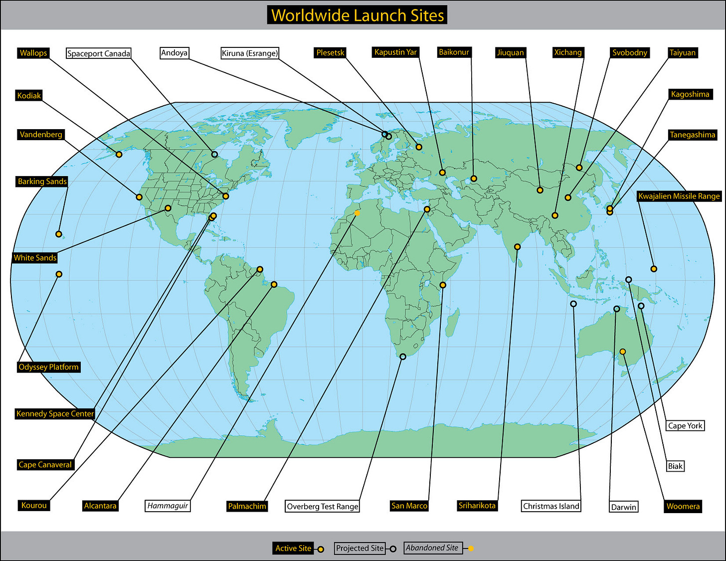 worldwide launch sites