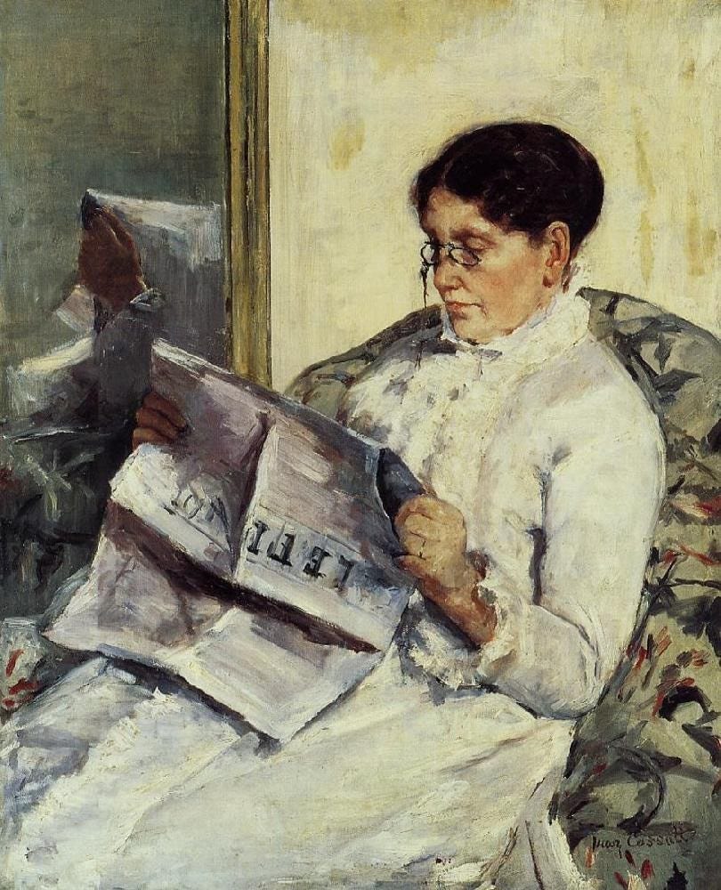 Mary Cassatt, Reading Le Figaro, Canvas, Mary Cassatt, mcst144 Mary Cassatt, Reading Le Figaro, Canvas, Mary Cassatt, kanvas tablo, canvas print sales