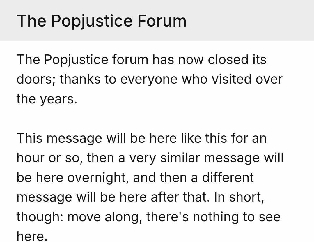 The end of Popjustice Forums : r/ukpopculture