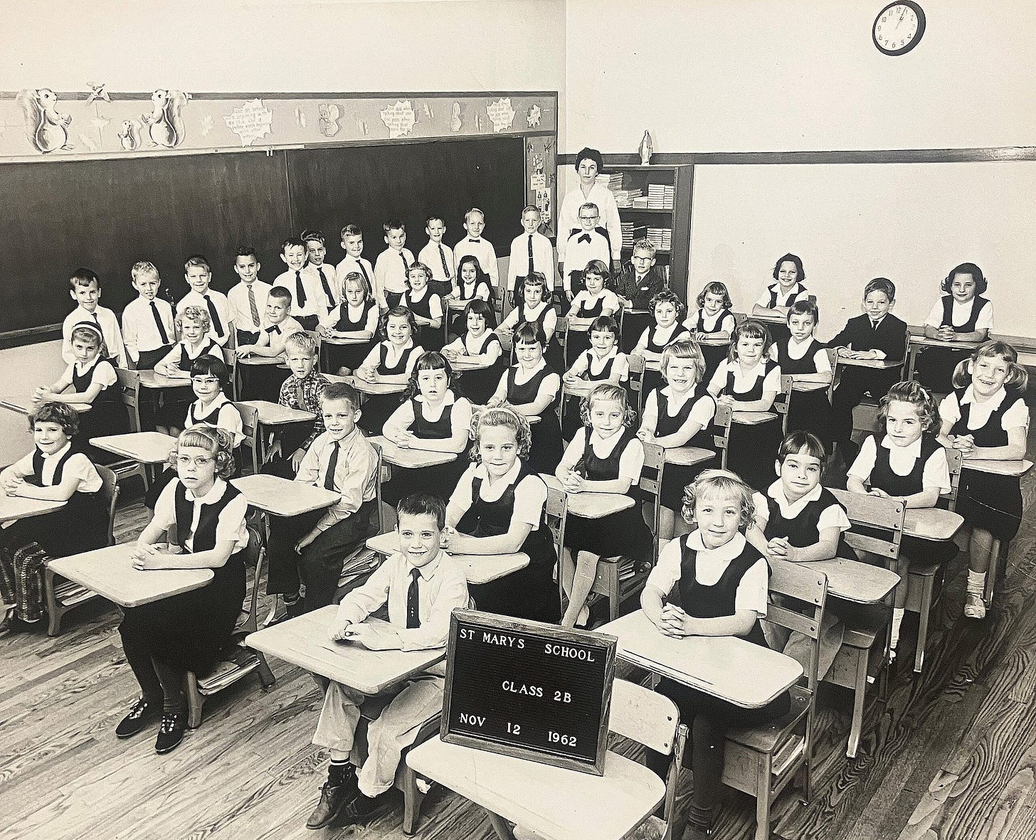 A 1962 second-grade class photo at St. Mary’s School in Chicago A 1962 second-grade class photo at St. Mary’s School in Chicago