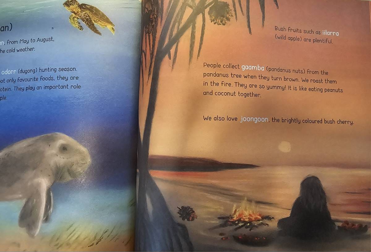 A detail from Seasons written by Aunty Munya and illustrated by Charmaine. A detail from Seasons written by Aunty Munya and illustrated by Charmaine.