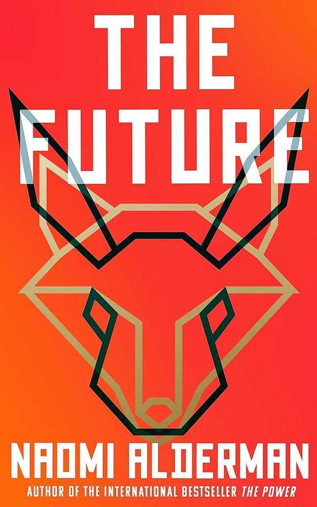 Book cover of The Future: orange featuring line drawinsg of a fox and a rabbit