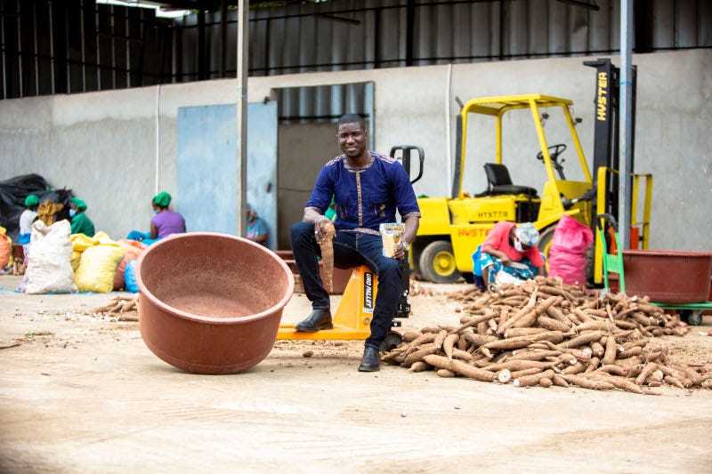 Mohamed Diaby, founder of Citrine, at the company's processing facility. Mohamed Diaby, founder of Citrine, at the company's processing facility.