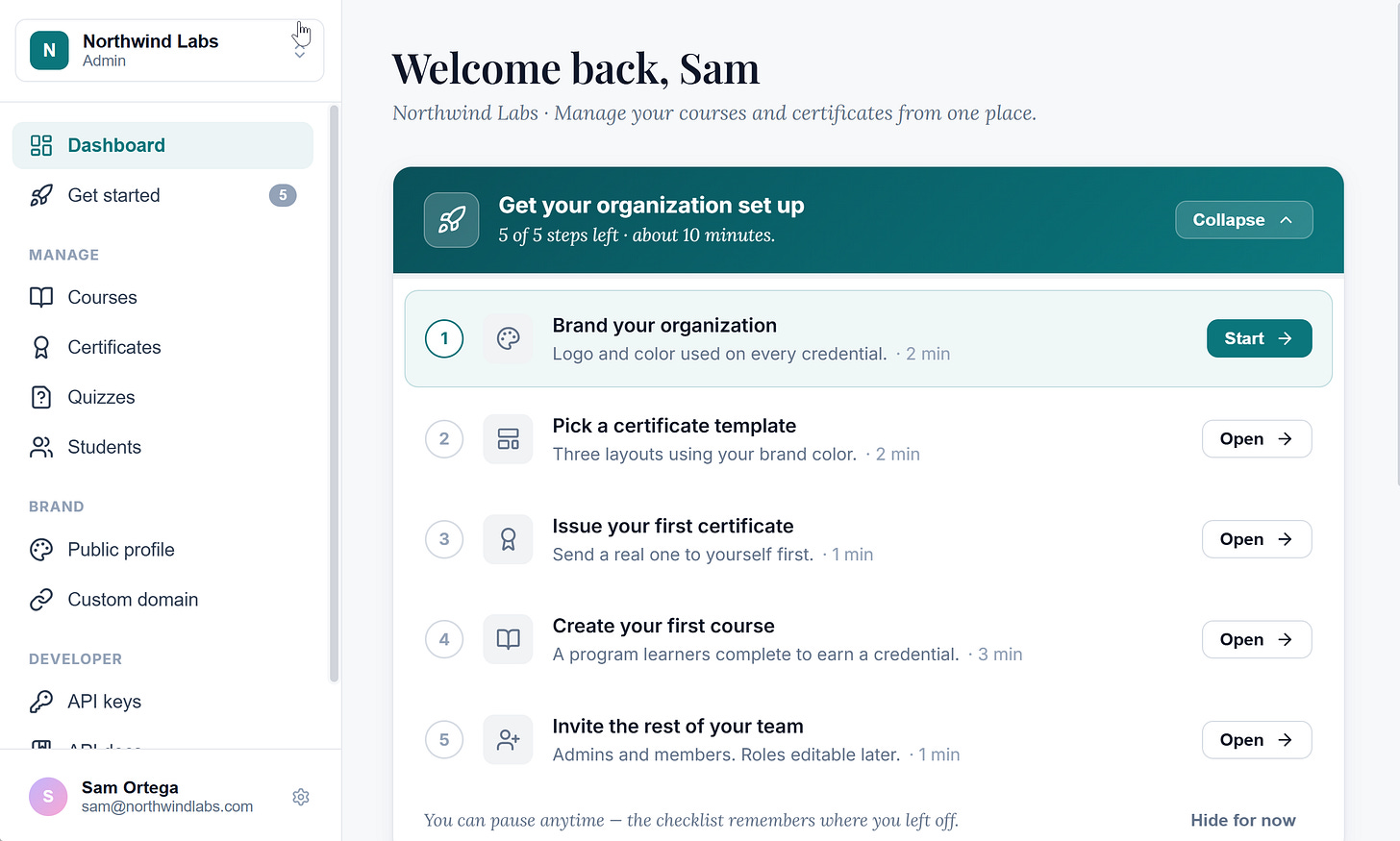 Example: accredia.io prototype tweak in original style, Claude Design