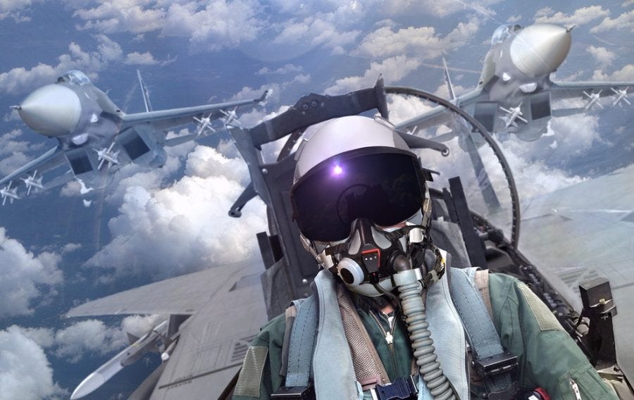 Jet,Fighter,Pilot,In,Cockpit,View,With,Wingman,Support ...
