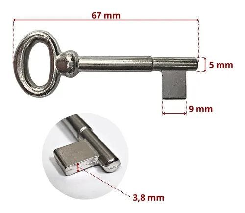 Gorje / Gorja Chave Antiga Modelo Para Fechadura Pado Prateado