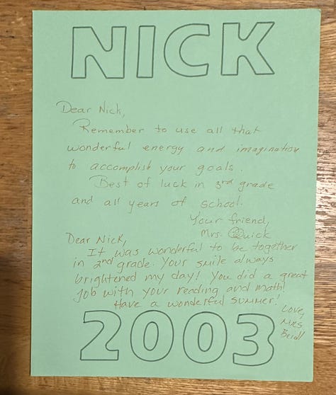 letters from teachers