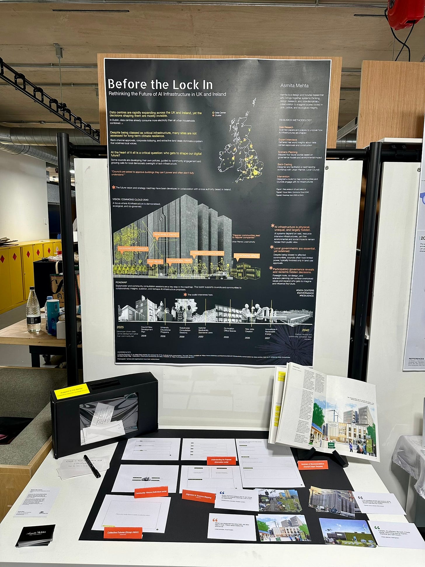 āBefore the Lock In: Rethinking the Future of Al Infrastructure in UK and Irelandā an end of year graduation poster and mini exhibition by Design Futures graduate Asmita Mehta āBefore the Lock In: Rethinking the Future of Al Infrastructure in UK and Irelandā an end of year graduation poster and mini exhibition by Design Futures graduate Asmita Mehta