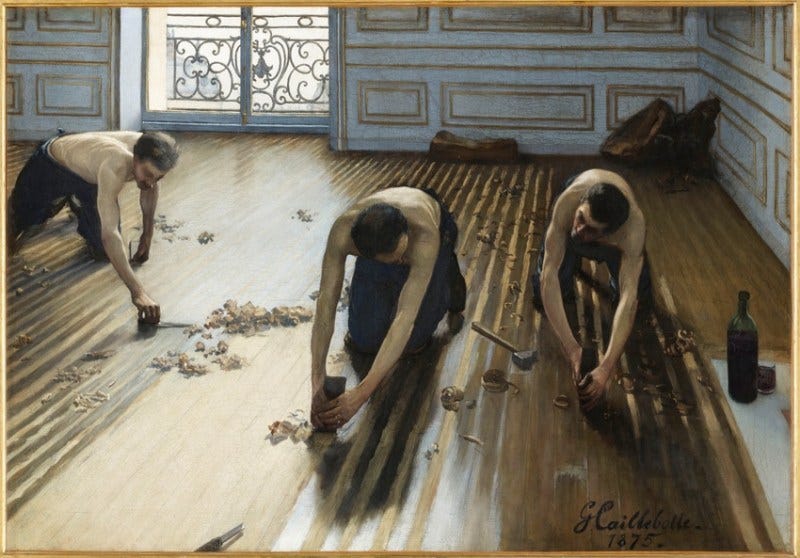 Gustave Caillebotte, <em>
Raboteurs de parquet</em>, 1875 Gustave Caillebotte, <em>
Raboteurs de parquet</em>, 1875