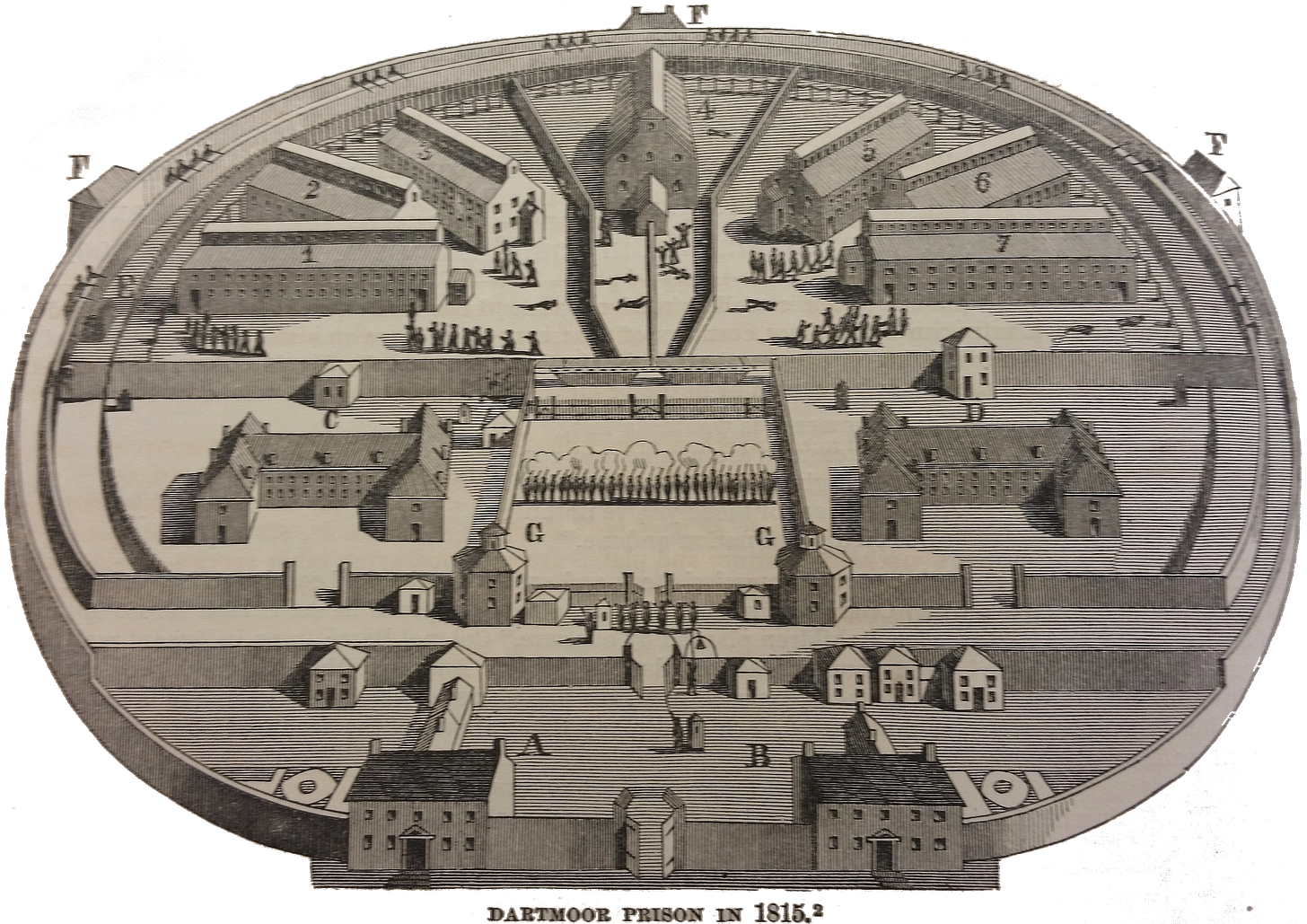 Dartmoor Prison in 1815 - engraving