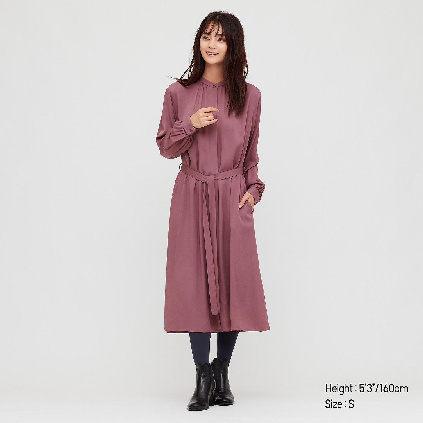 Vestito A Camicia Rayon Maniche Lunghe Donna