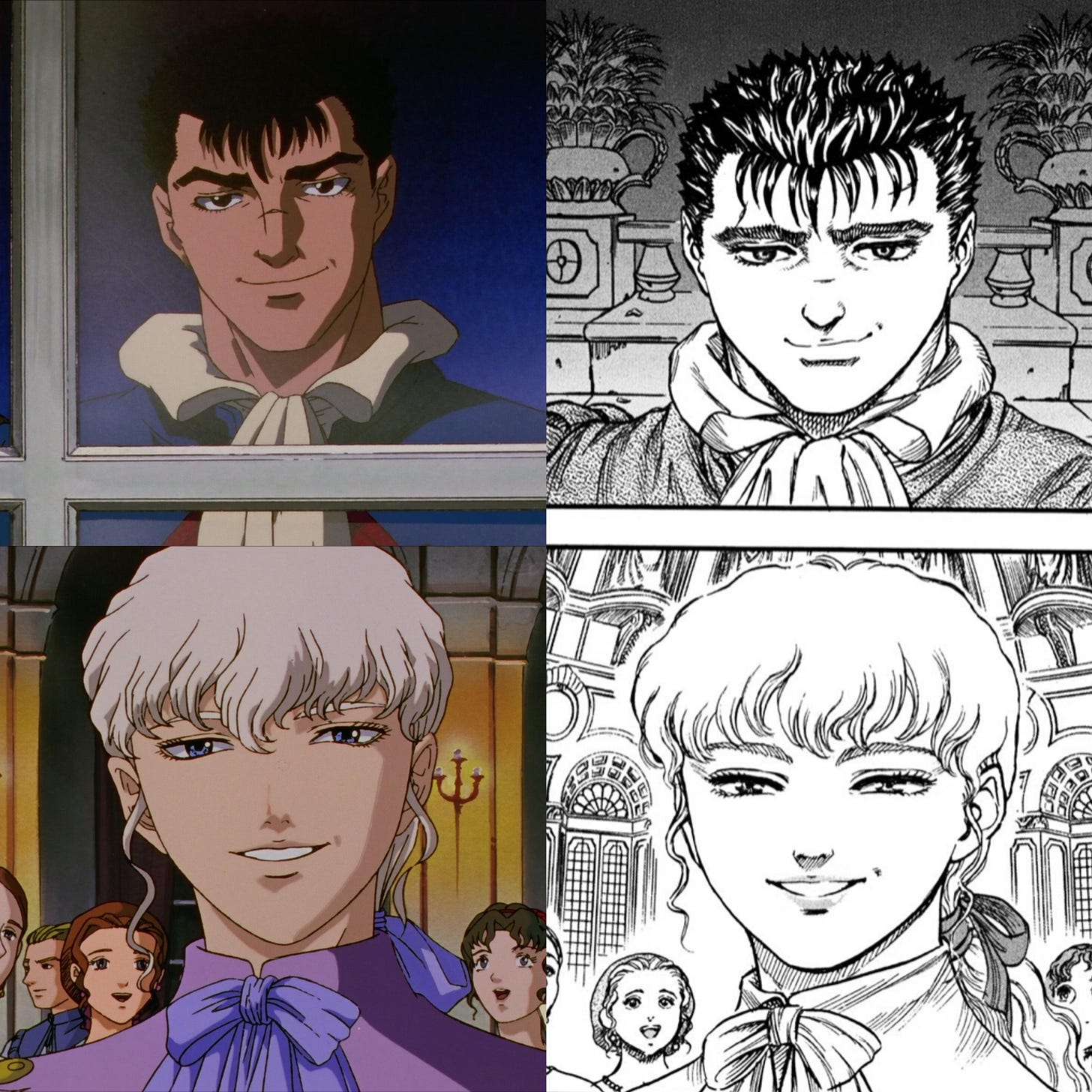 Guts and Griffith smiling. Berserk 1997 anime and manga. : r/Berserk