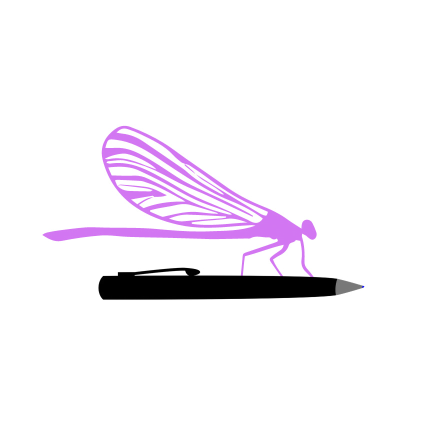 dragonfly with a pen