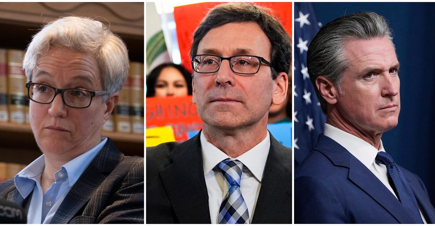 FILE - This photo combination shows, from left, Oregon Gov. Tina Kotek, Jan. 31, 2024, in Salem, Ore., Washington Gov. Bob Ferguson, Jan. 27, 2025, in Seattle and California Gov. Gavin Newsom, Aug. 21, 2025, in Sacramento, Calif.