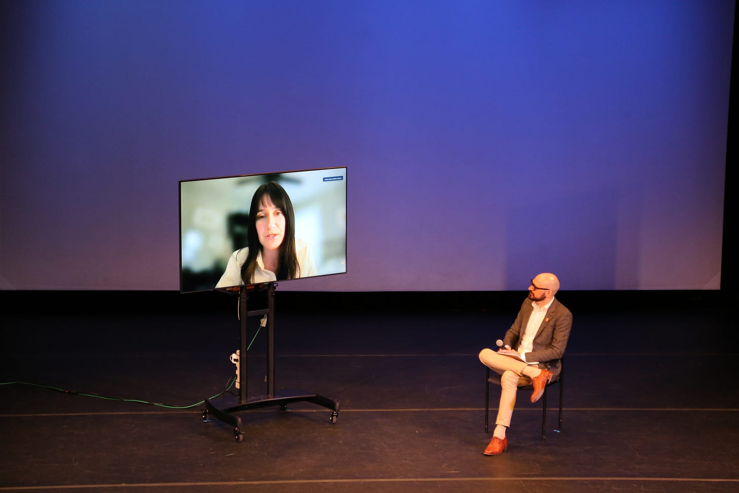 A photograph of CFF Executive Director Alec Turnbull and King Coal director Elaine McMillion Sheldon at Asia Society