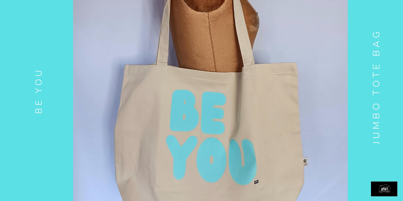 Behind the Scenes: Be You in Turquoise Jumbo Tote Bag