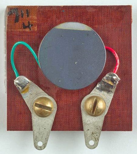 Bell Labs experimental photovoltaic cell, 1954 Practical solar cell invented by Daryl Chapin, Calvin Fuller and Gerald Pearson invented in 1954