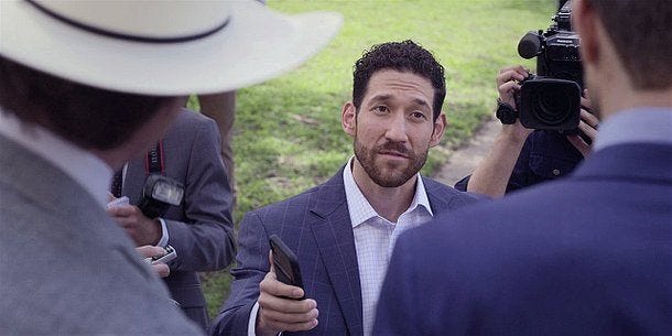 Walker reporter Byron pesters Liam about Mendoza getting him off. Walker reporter Byron pesters Liam about Mendoza getting him off.