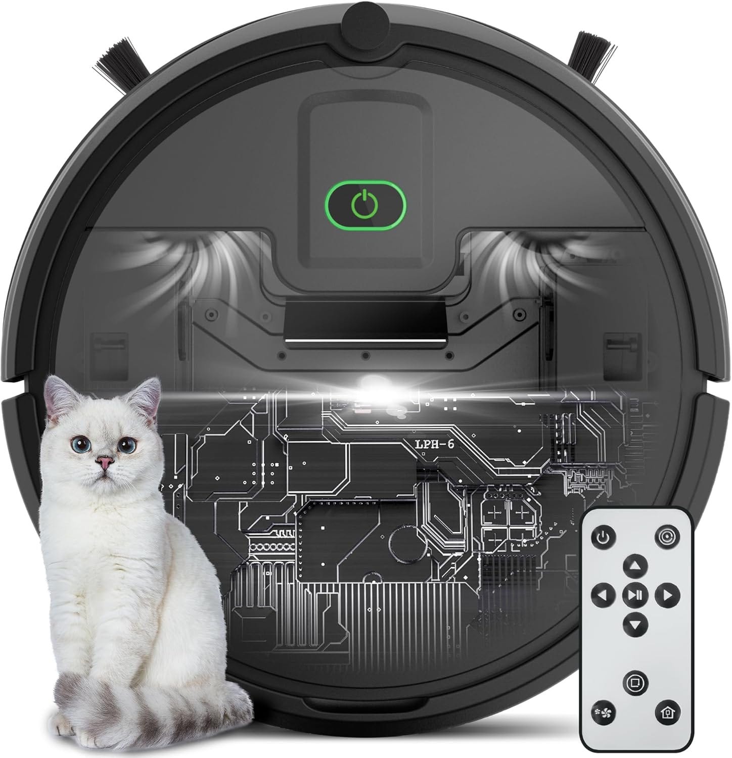 Upgraded Version Robot Vacuum Cleaner, 3500Pa Super Thin Robotic Vacuum, 120Mins Max, Tangle Free, Automatic,Pet Hair Robot Vacuum for Floor, Low Carpet,Black